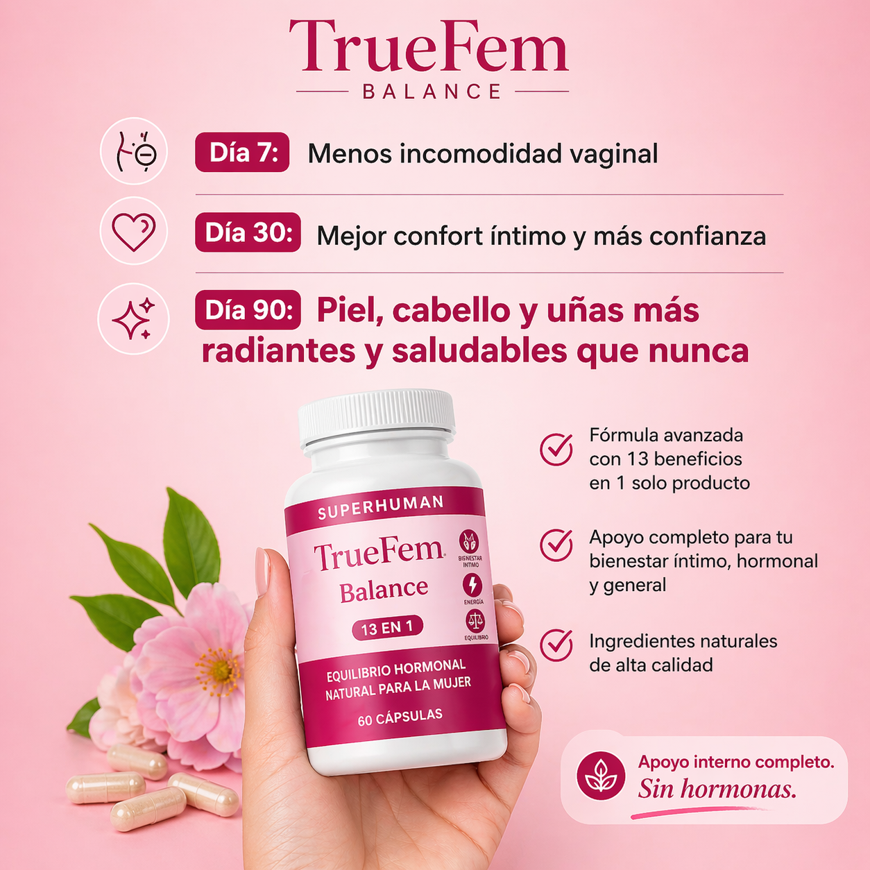 TRUE FEM BALANCE (Probiótico Vaginal y Colágeno)