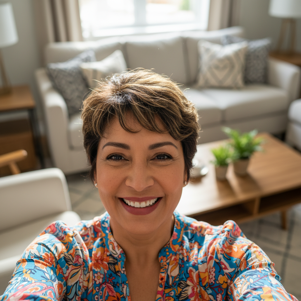 Mujer latina estilo selfie